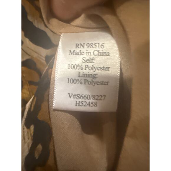 ColdWater Creek Brown Leopard/ Animal Print Button Up Blouse with Front Tie - Picture 3 of 7